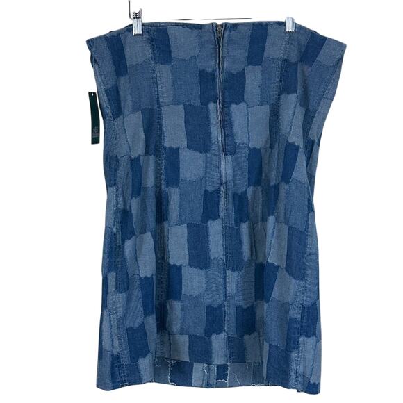 NWT Wild Fable Strapless Mini Tube Dress Womens XXL Blue Denim Patchwork Retro - Picture 5 of 5